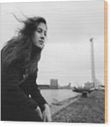 Attractive Young Woman At Derelict Glasgow Docks #1 Wood Print