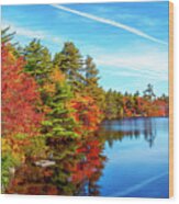 Autumn Colors At Kearney 01 Lake Wood Print