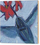 Blue Hummingbird Wood Print