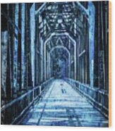 Bridge In Blue Wood Print