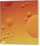 Bright Abstract, Yellow Background With Flying Bubbles Wood Print