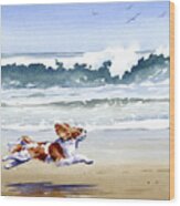 Cavalier King Charles Spaniel At The Beach #3 Wood Print