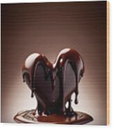 Chocolate Melting In Heart Shape. Generative Ai #1 Wood Print