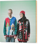 Christmas Sweater Couple #1 Wood Print