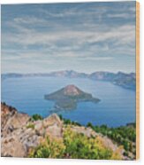 Crater Lake In The Evening Wood Print