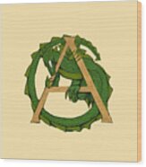 Dragon Letter A Wood Print