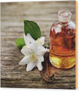 Essential Oil With Jasmine Flower And Vanilla #1 Wood Print