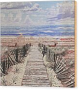 Fire Island Beach Path Towel Version #1 Wood Print