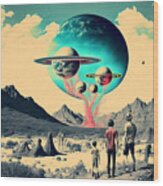 Flying Saucer Frenzy Vii Wood Print