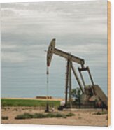 Fracking Pumpjacks In The Oil Field #1 Wood Print