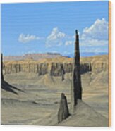 High And Thin Rock Needles In A Desert Landscape #1 Wood Print