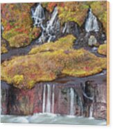 Hraunfossar Or Lava Falls, Snaefellsnes Peninsula, Iceland. This #1 Wood Print