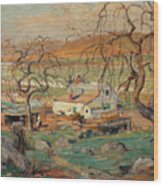 Landscape With Gnarled Trees By Ernest Lawson Wood Print