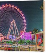 Las Vegas Nevada High Roller Ferris Wheel Wood Print