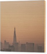 London City Skyline With Shard In The Mist #1 Wood Print