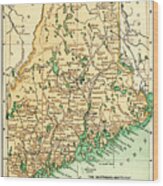 Maine Antique Map 1891 #1 Wood Print