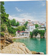 Old Town View Of Skiathos Island, Sporades, Greece #1 Wood Print
