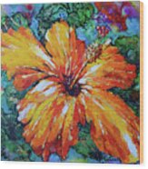 Orange Hibiscus Wood Print