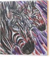 Zebras In Abstract Wood Print