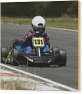 Person Go-carting On A Motor Racing Track #1 Wood Print