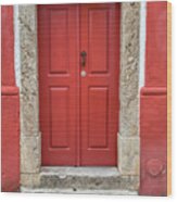 Red Door Nine Of Obidos #1 Wood Print