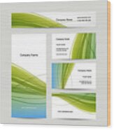 Set Of Abstract Creative Business Cards Design #1 Wood Print