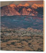 Snowcapped La Sal Mountains At Sunset #1 Wood Print