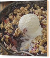 Strawberry And Blueberry Crisp With Vanilla Ice Cream #1 Wood Print