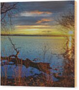 Sunset Over Lake Framed By Treessunset Over Lake Framed By Trees Wood Print