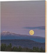 Super Moon Rising Over Mount Mansfield In The Green Mountains Of Vermont #1 Wood Print