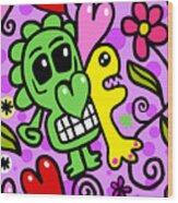 The Baby Alien, Crazy Hand Drawn Doodle Papers Graphic #1 Wood Print