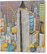 The Empire Of Manhattan Nyc Skyline With Empire State Building Wood Print