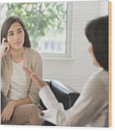 Usa, New Jersey, Jersey City, Teenage Girl (16-17) Talking To Therapist #1 Wood Print