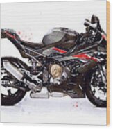 Watercolor Motorcycle Bmw S1000rr - Original Artwork By Vart. Wood Print