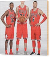 Zach Lavine, Kris Dunn, And Lauri Markkanen #1 Wood Print