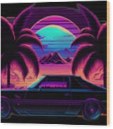 Sunset And Car #10 Wood Print