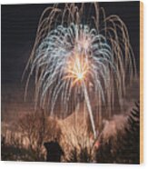 Winter Ski Resort Fireworks #10 Wood Print