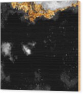 100 Starry Nebulas In Space Black And White Abstract Digital Painting 119 Wood Print