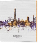 Blackpool England Skyline #11 Wood Print