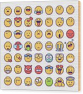 Emoticons Collection #11 Wood Print