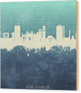 Ann Arbor Michigan Skyline #14 Wood Print