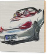 Porsche Boxster S Car Drawing #15 Wood Print
