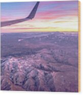 Flying Over Rockies In Airplane From Salt Lake City At Sunset #17 Wood Print