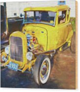 1931 Yellow Ford Hot Rod 5 Window Coupe X122 Wood Print