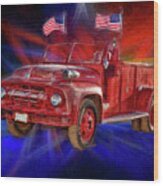 1954 Ford F500 Fire Truck Wood Print
