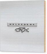 1967 White Plymouth Belvedere Gtx 440 Emblem X150 Wood Print