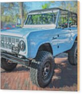1972 Wind Blue Ford Bronco X108 Wood Print