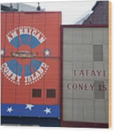 American And Lafayette Coney Island In Detroit Michigan Wood Print