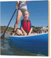 Family Stand Up Paddleboarding On The Isle Of Wight. #2 Wood Print