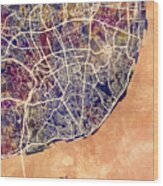 Lisbon Portugal City Map #2 Wood Print